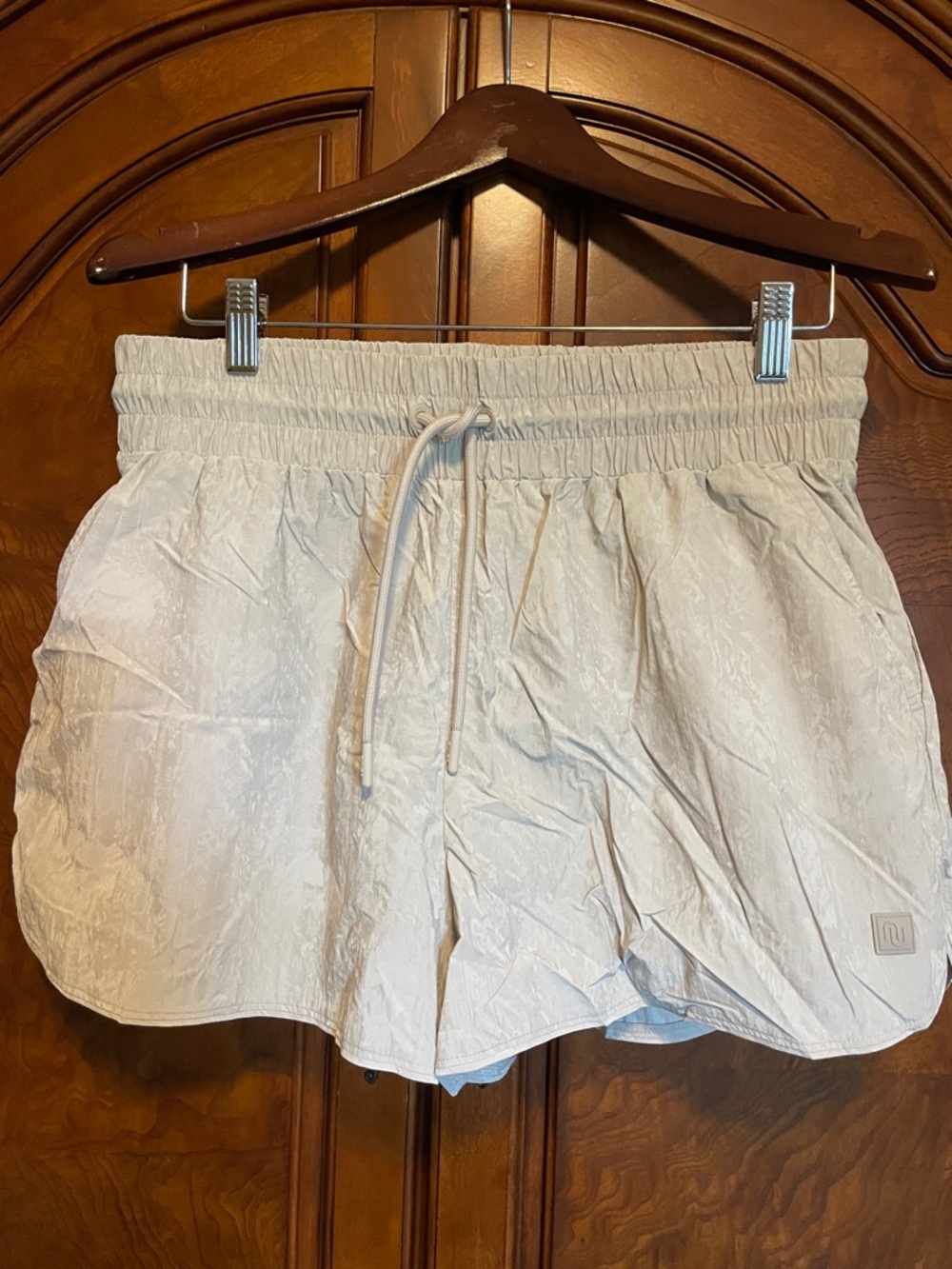 Nuuds Pebble Gray Retro Nylon Track Shorts 
Size Large